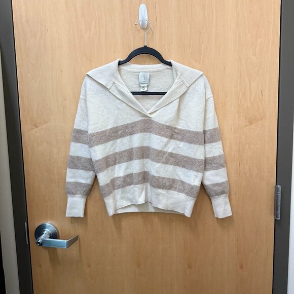 Joie cream striped cashmere sweater 100% cashmere women’s small - Picture 1 of 4